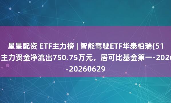星星配资 ETF主力榜 | 智能驾驶ETF华泰柏瑞(516520)主力资金净流出750.75万元，居可比基金第一-20260629